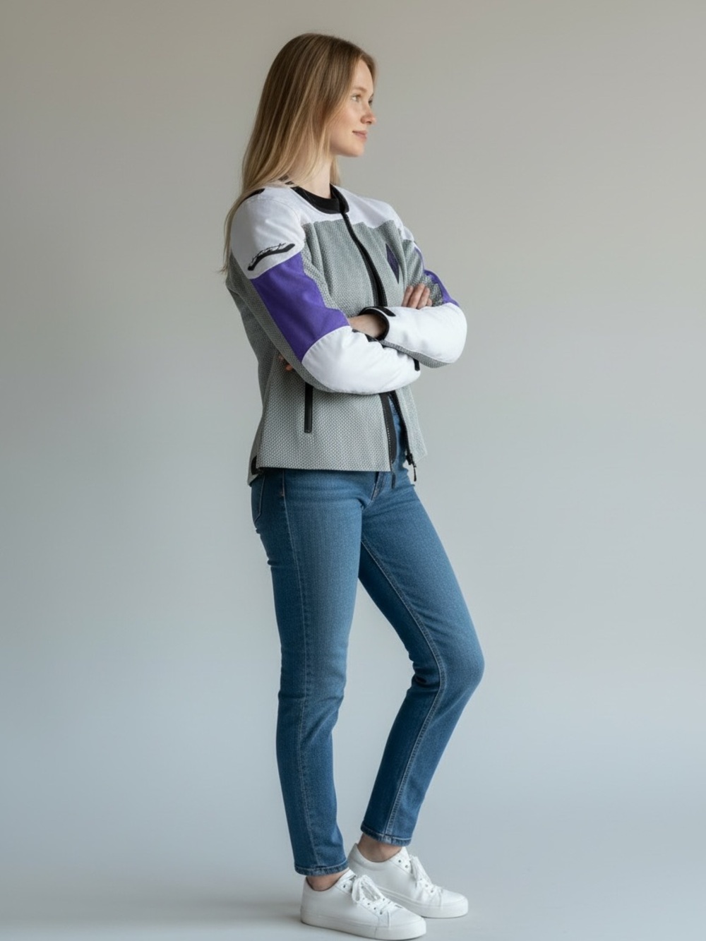 Women’s Fly Racing Grey & Purple Motorcycle Jacket - Performance Riding Gear - Picture 3 of 11